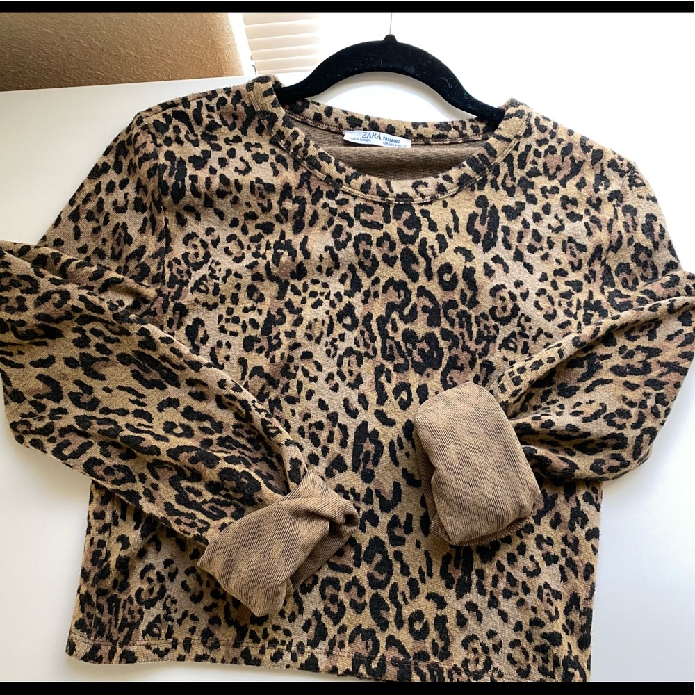 Zara leopard long sleeve top - Picture 1 of 2